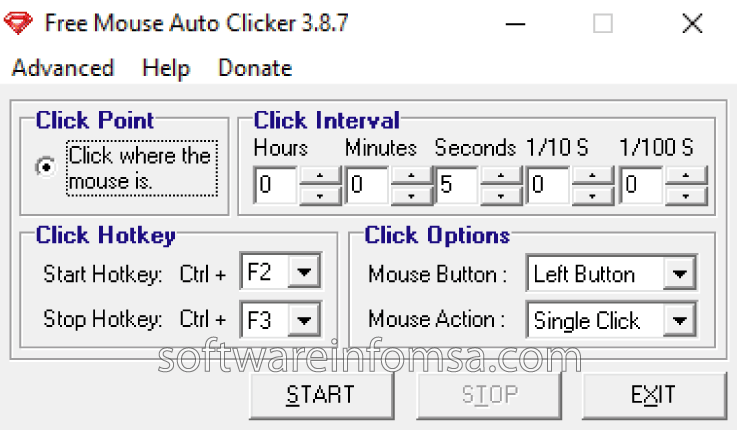 Free Mouse Auto Clicker 3.8.6 Interface